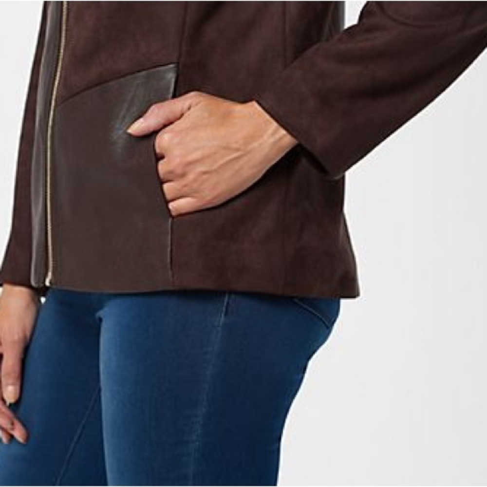 Belle by Kim Gravel Two-Tone Brown Jacket - Picture 12 of 13